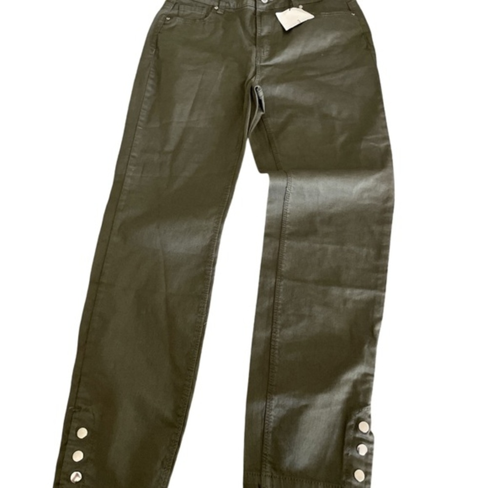Piazza Italia Olive Green Chinos with Button Accents